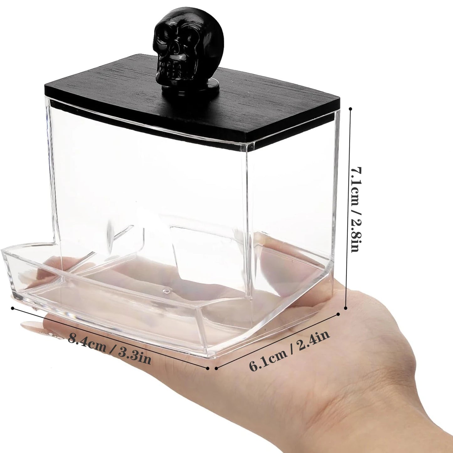 Apothecary Jar Cotton Swab & Qtip Holder – 7 oz Bathroom Storage Container with Black Wood Lid