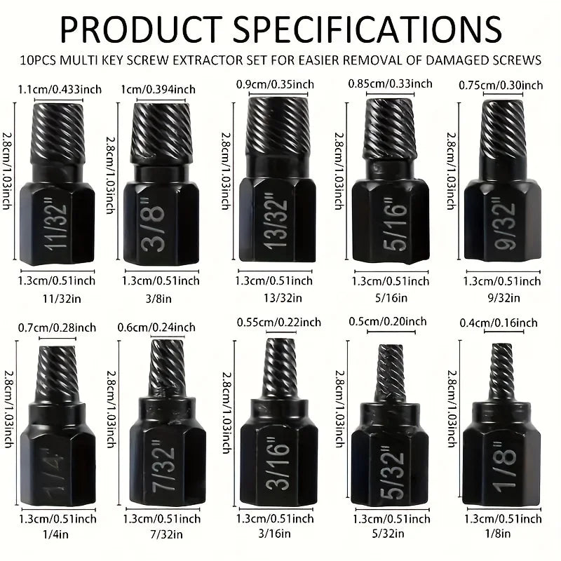 Screw Extractor Alloy Steel Damaged Remover Metal Easy Out Drill Bits