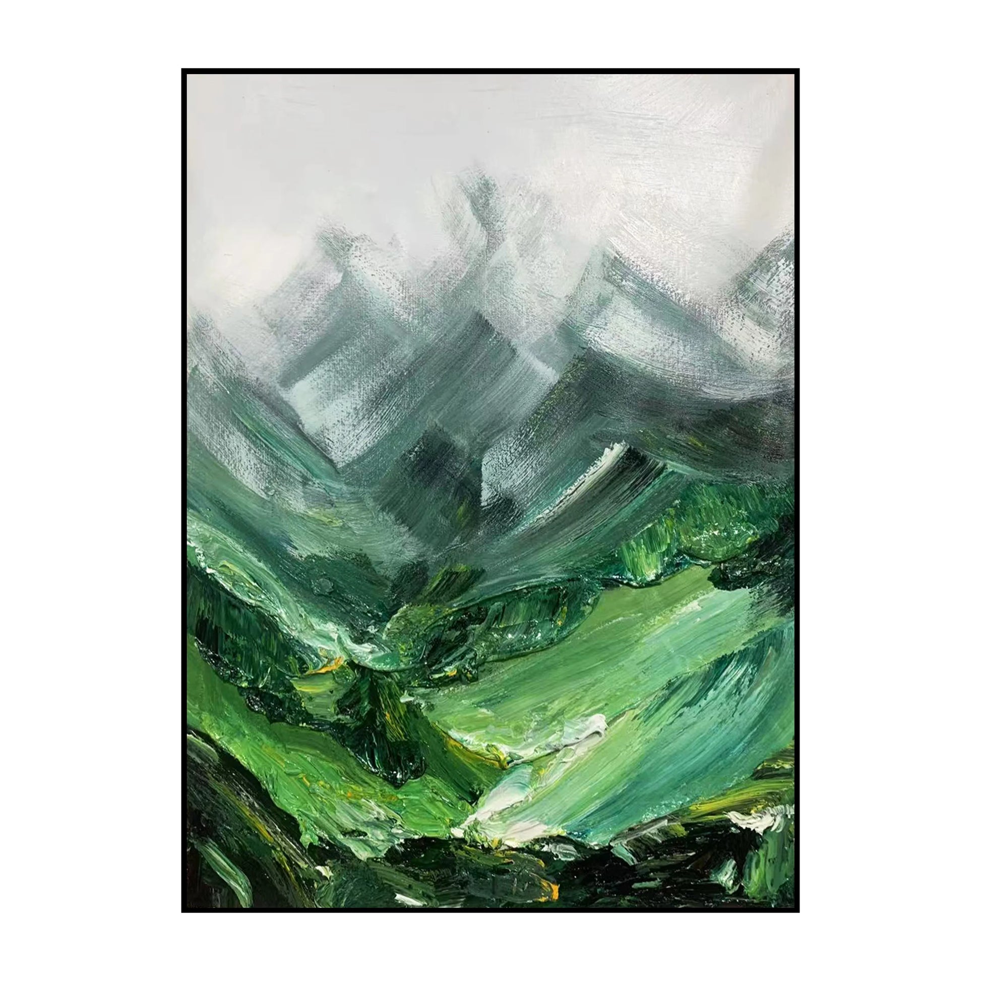 Abstract Canvas Acrylic Oil Painting Wall Art Mural Modern Creative Black White Gray Blue Brown Orange Green Golden Mountain Peaceful Pleasures Health and Wellness