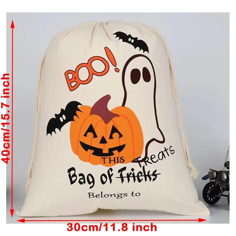 Personalized Halloween Drawstring Candy Bag | Pumpkin & Bats Halloween Candy Bag Peaceful Pleasures Health and Wellness