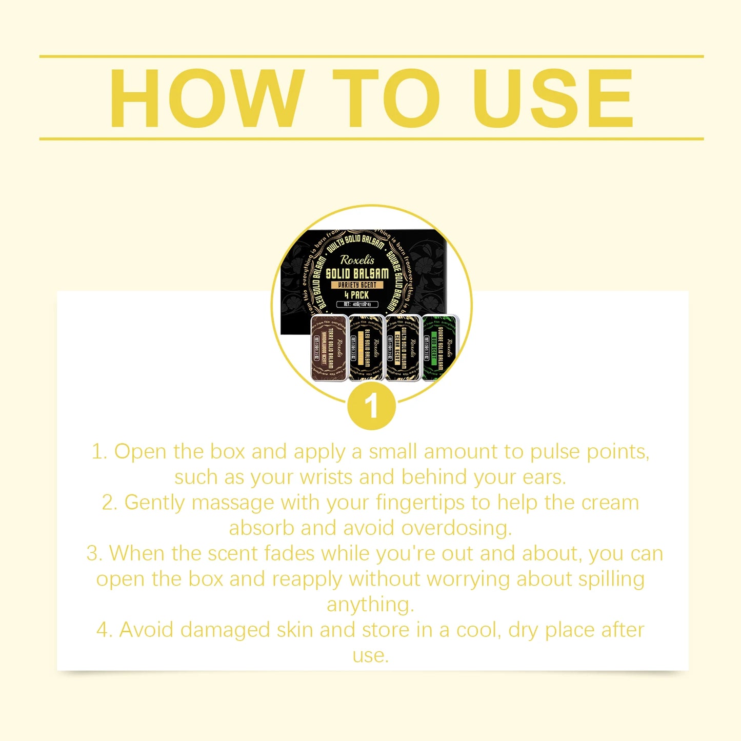 4-Piece Men's Solid Perfume Balm Set | Alcohol-Free Woody Scent