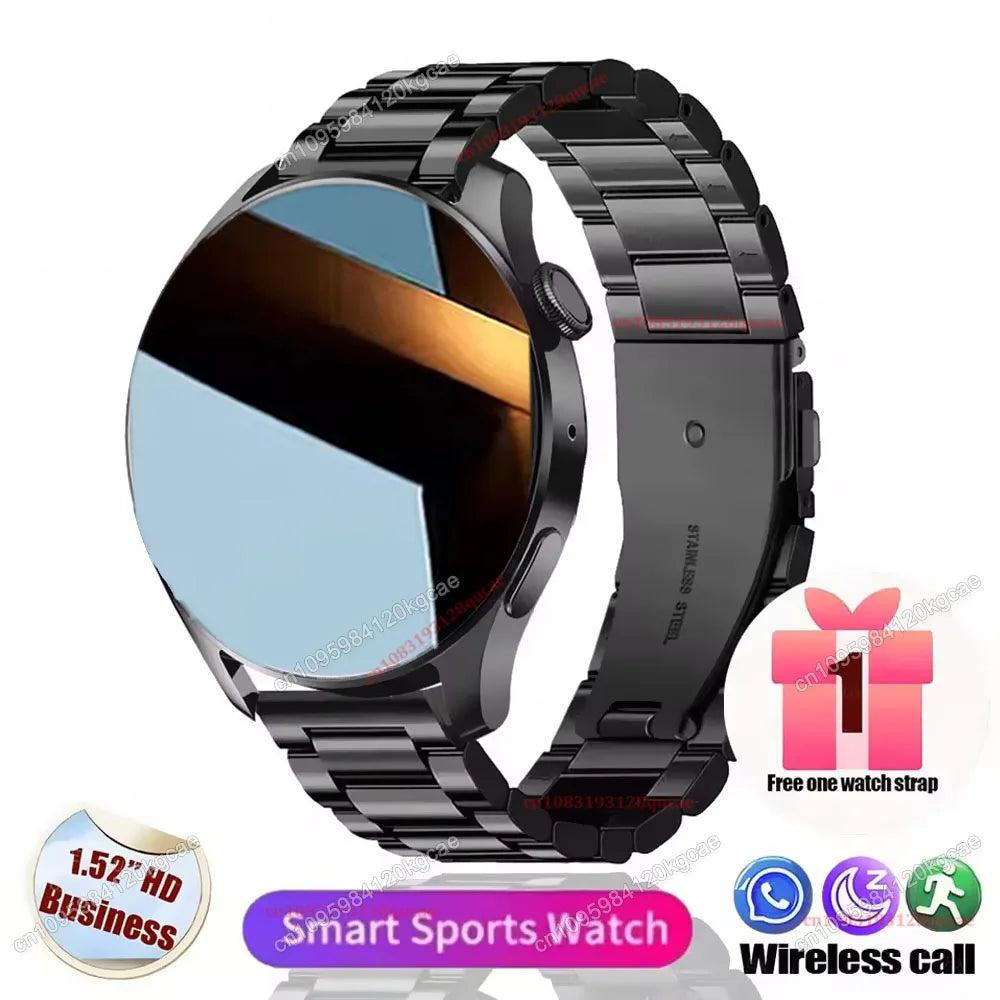 2026 New Men's Smart Watch 1.52'' HD Display Health Tracking Bluetooth Calling Voice Assistant Sports Smartwatch for Andorid IOS Peaceful Pleasures Health and Wellness Black Steel