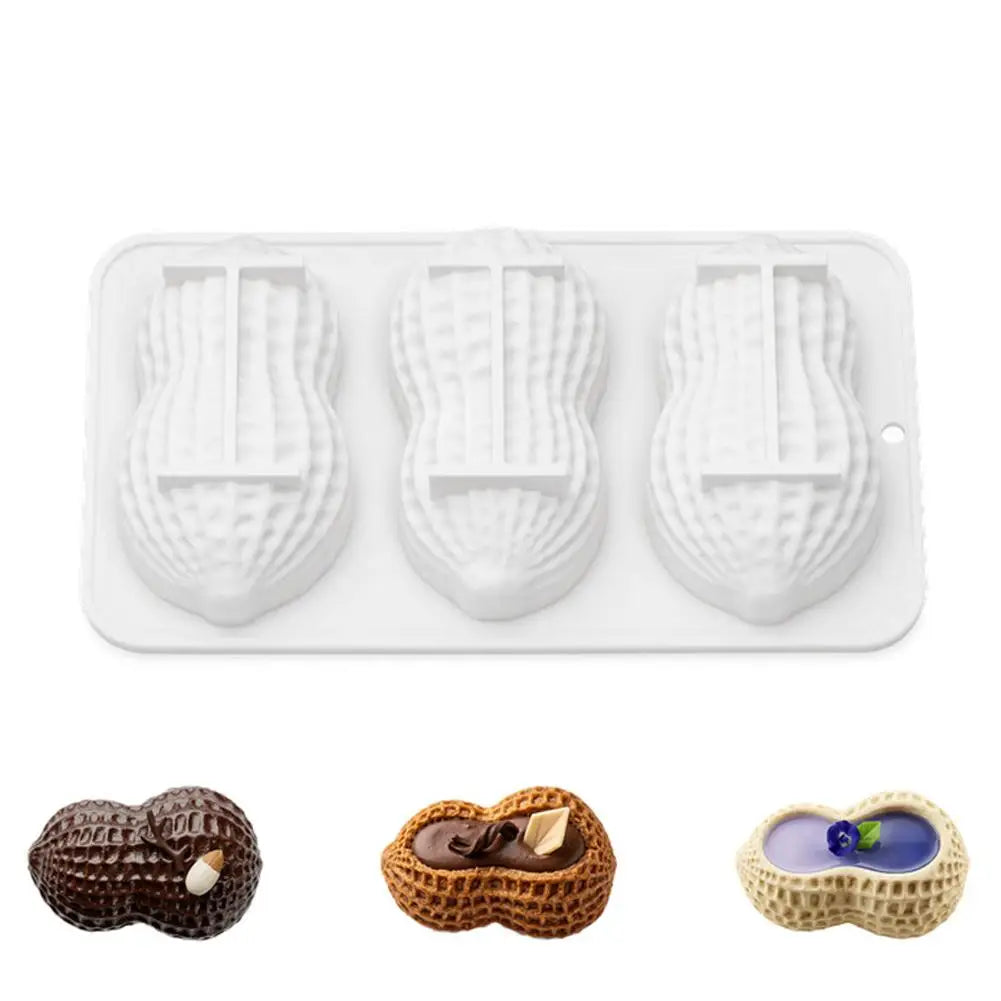 New One-Piece Peanut Shape Bread Cake Silicone Mold Temperature-resistant Healthy High Quality Cake Mold Kitchen Baking Tools Peaceful Pleasures Health and Wellness white