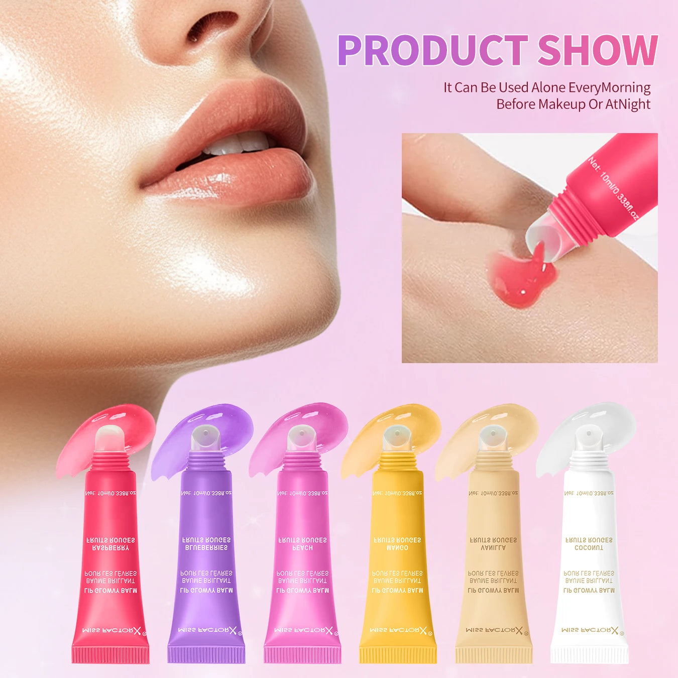 6-piece fruit flavored lip gloss set, moisturizing lip oil, glossy hydration, the best choice for women's holiday gifts Peaceful Pleasures Health and Wellness