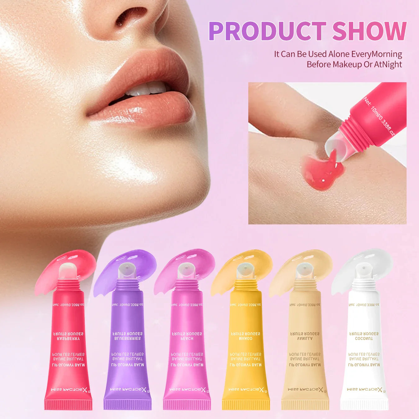 6-Piece Fruit Lip Gloss Set – Moisturizing Lip Oil Gift