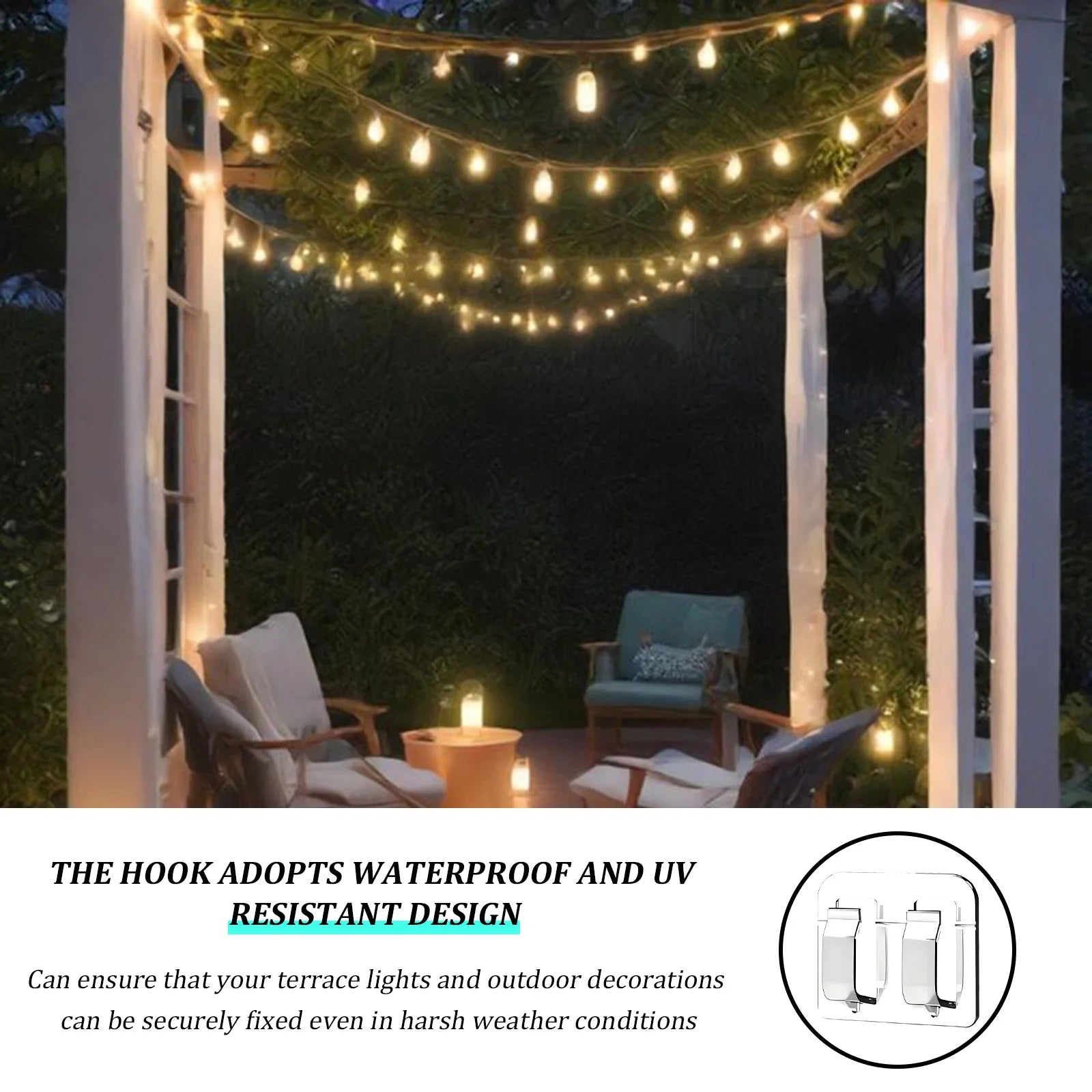 Heavy Duty Cable Clips Hooks with Adhesive Strips No-Damage Rope Organizer Suitable for Christmas Patio Peaceful Pleasures Health and Wellness