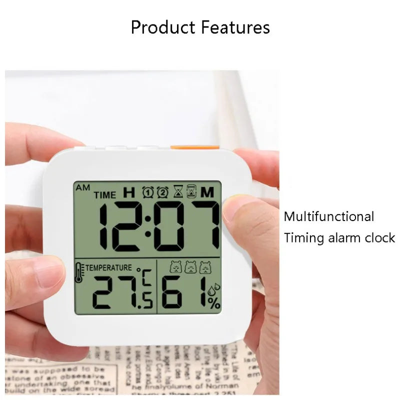 Modern LCD Digital Clock Living Room Alarm with Humidity Display Timer Snooze Mode Desk Clock Desk Decorating Bedroom Stuff Peaceful Pleasures Health and Wellness