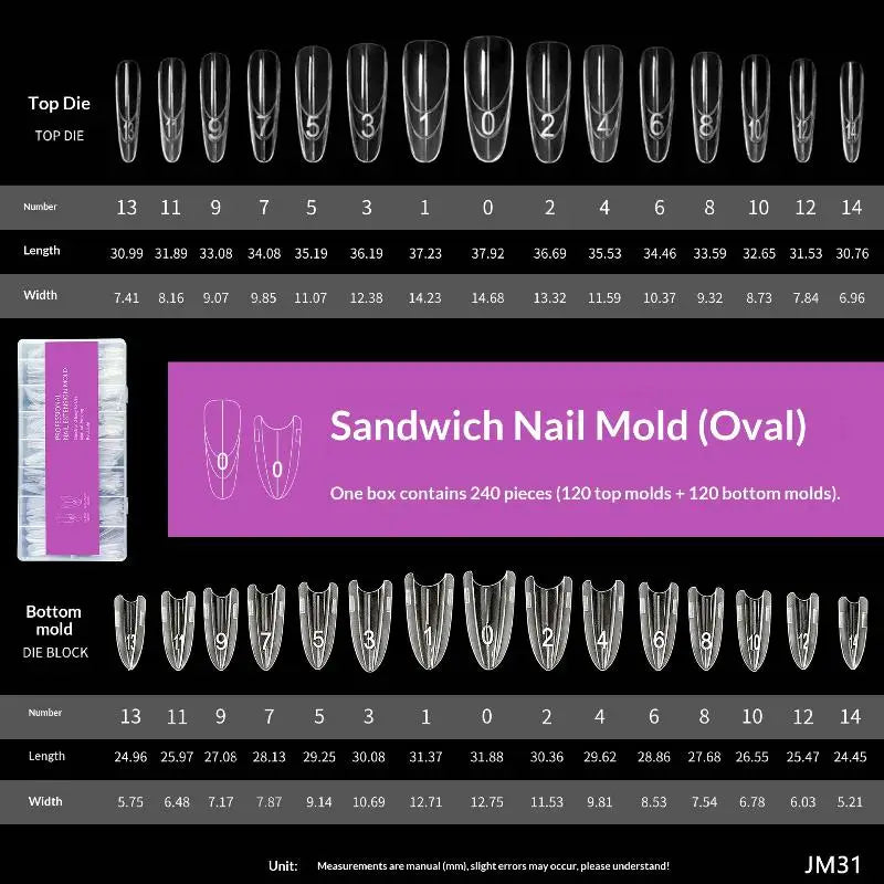 240pcs Sandwich Nail Forms 15 Size Oval Extension Dual Form No Paper Forms Needed For Easy Nail Extensions Peaceful Pleasures Health and Wellness one size A5