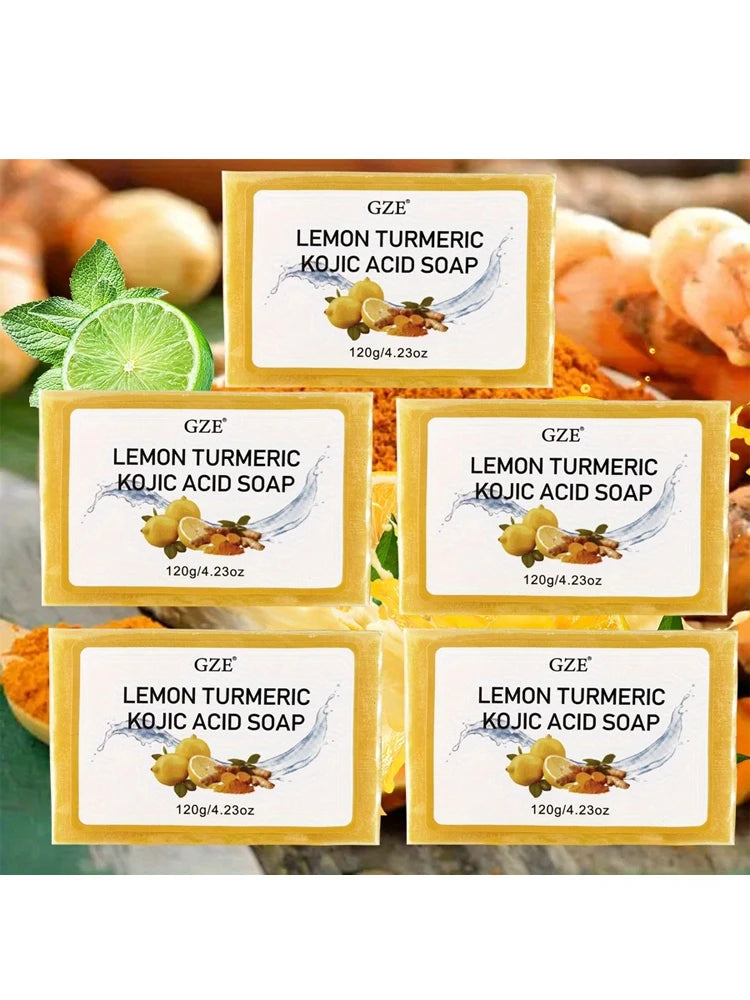 GZE Kojic Acid Soap Lemon Turmeric Shea Butter – 5 Pack