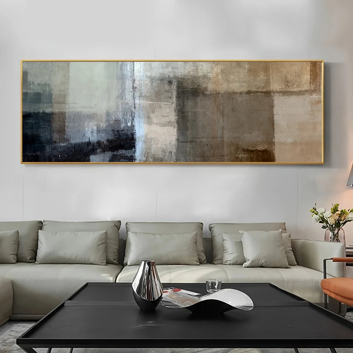 Modern Minimalist Wall Art Large Size Abstract Color Block HD Canvas Oil Paintings Posters Prints Home Bedroom Living Room Decor Peaceful Pleasures Health and Wellness ZLH3429 90x270cm Unframed