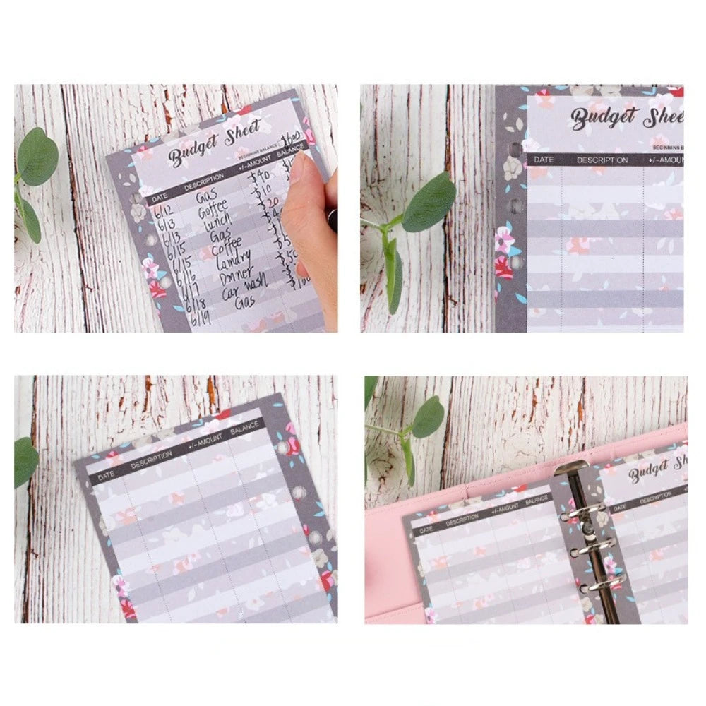 12Sheets A6 Loose Leaf Refill Budget Paper Flower Fruit Pattern Expense Tracker Refill Binder Paper Budget Binder Paper Refill Peaceful Pleasures Health and Wellness