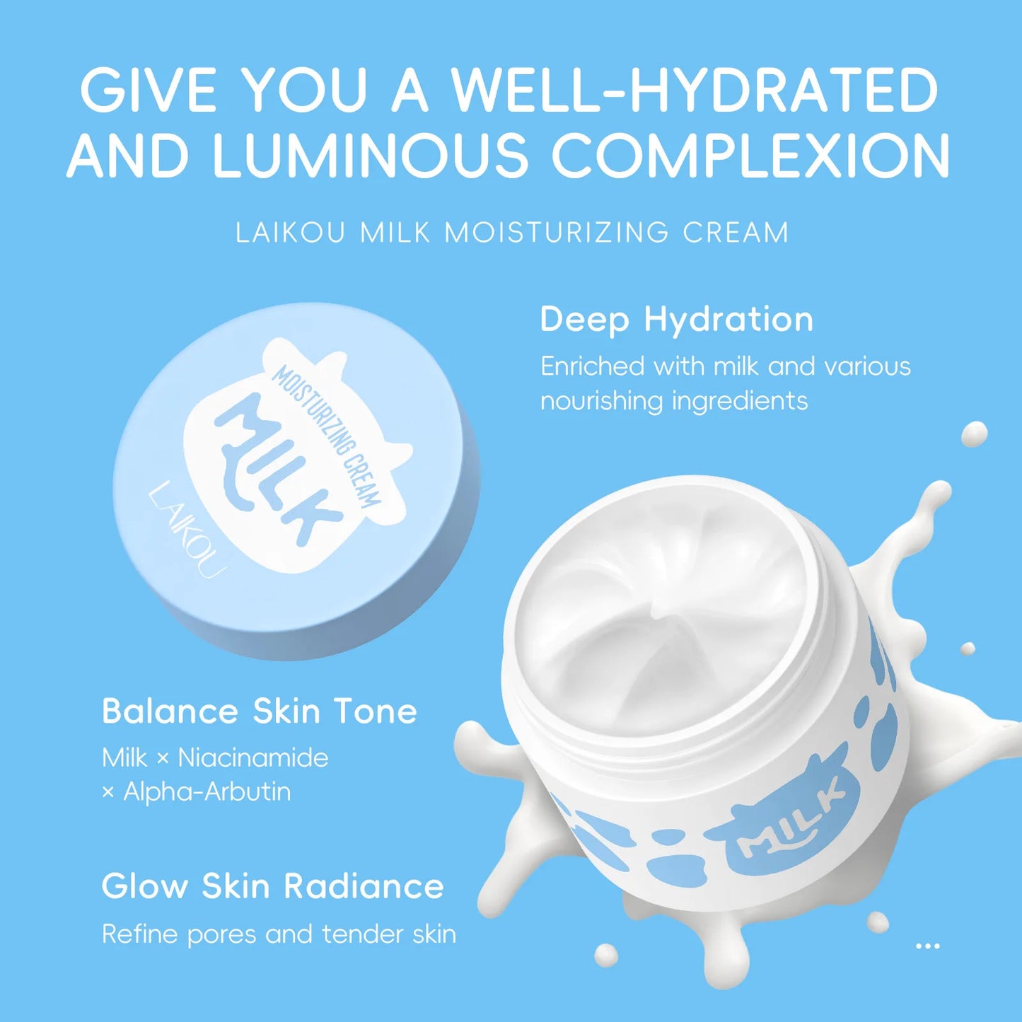 LAIKOU Milk Moisturizing Face Cream for Dry Skin – 25g