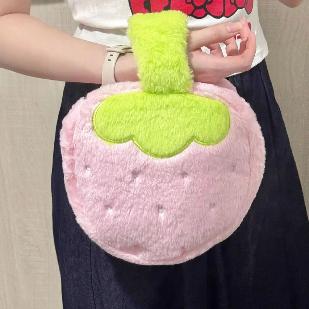 Plush Strawberry Makeup Bag | Large Travel Cosmetic Organizer