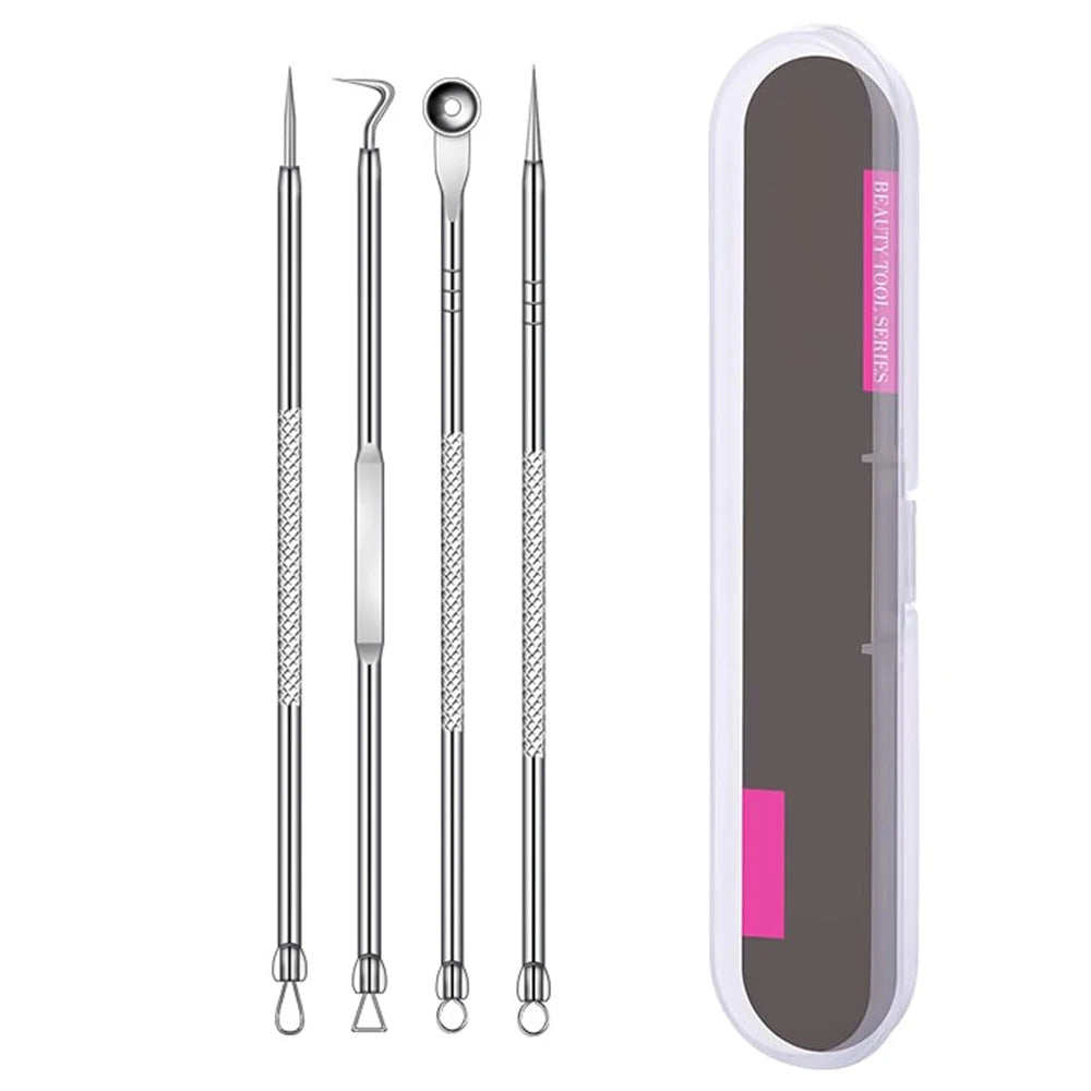 Acne Needle Remove Blackhead Comedone Extractor Tools Stainless Steel Facial Skin Care Tool Pimple Blemish Removal Tools Peaceful Pleasures Health and Wellness 4pcs Tool Set