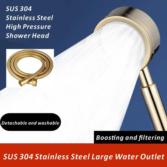 Gold SUS 304 Stainless Steel Rainfall Handheld Shower Head Set Handheld Shower Head Oasis Select