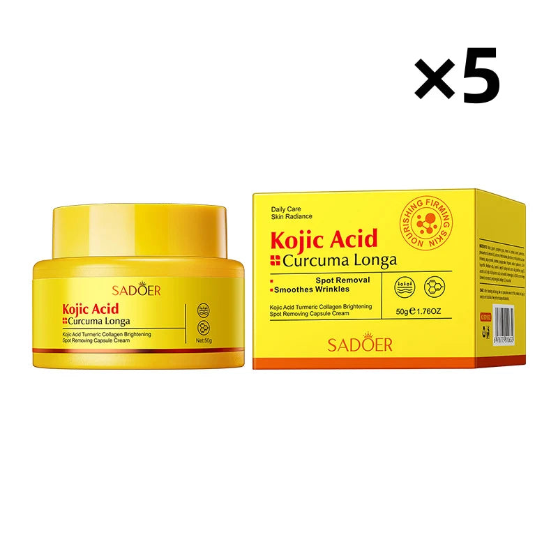 Kojic Acid Turmeric Collagen Cream 50g Deeply Moisturizing Barrier Repair Face Cream For Skin Daily Nourishing Skin Care Peaceful Pleasures Health and Wellness 5PCS