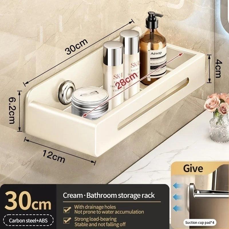 No-Drill Suction Cup Bathroom Shelf & Shampoo Holder Rack