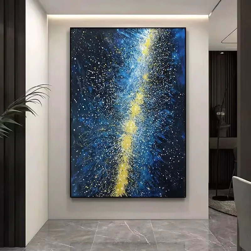 Pure Hand Drawn Canvas Wall Art Oil Painting Quadro Home Decorations Abstract Stars Hanging Picture For Living Room Bedroom Peaceful Pleasures Health and Wellness No frame 100cmx180cm