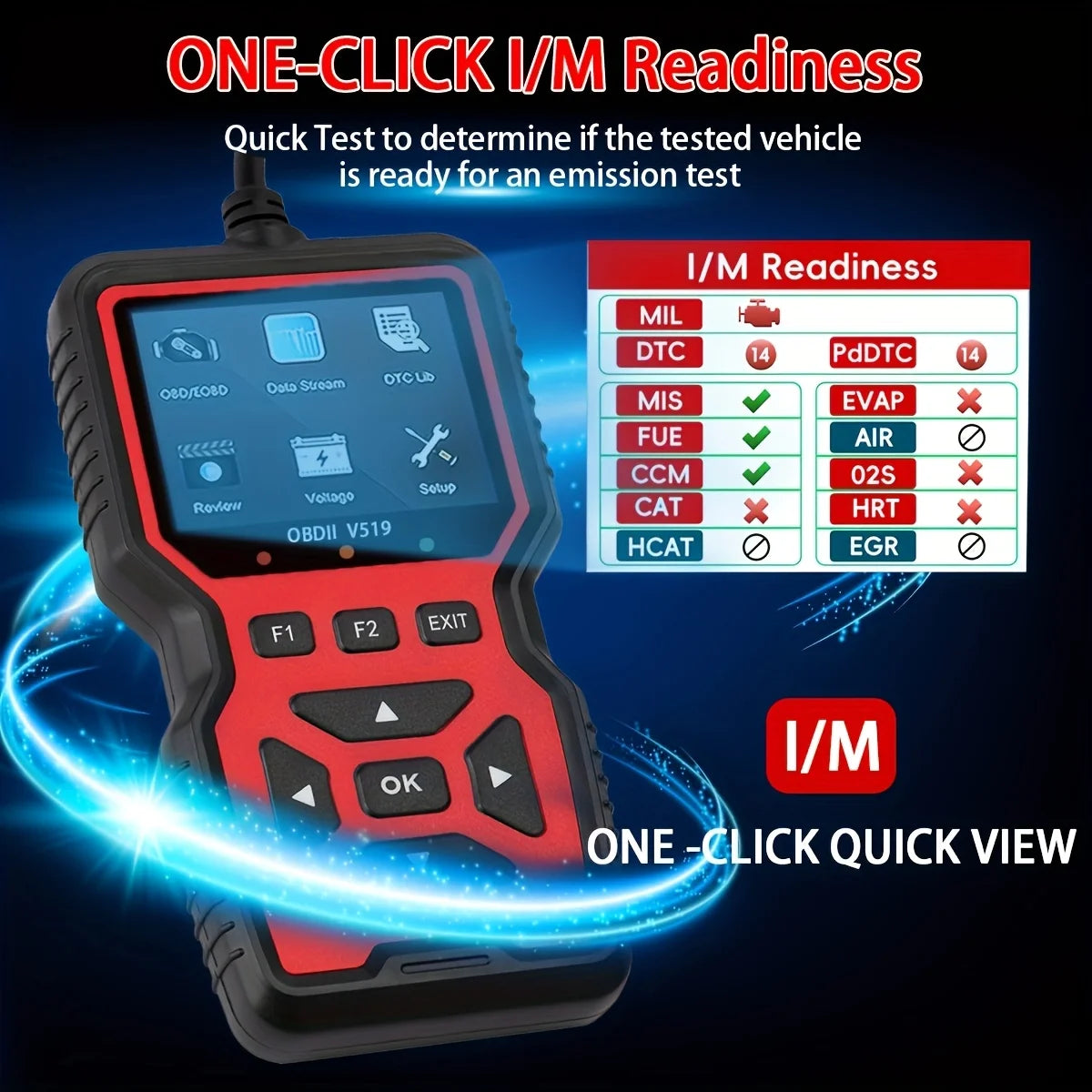 V519 Professional Advanced Obdii/Eobd Car Diagnostic Scan Tool, Battery Tester, I/M Readiness, Fault Code Eraser, Suitable for All Obd Ii Protocol Cars since 1996, No Battery Required Peaceful Pleasures Health and Wellness