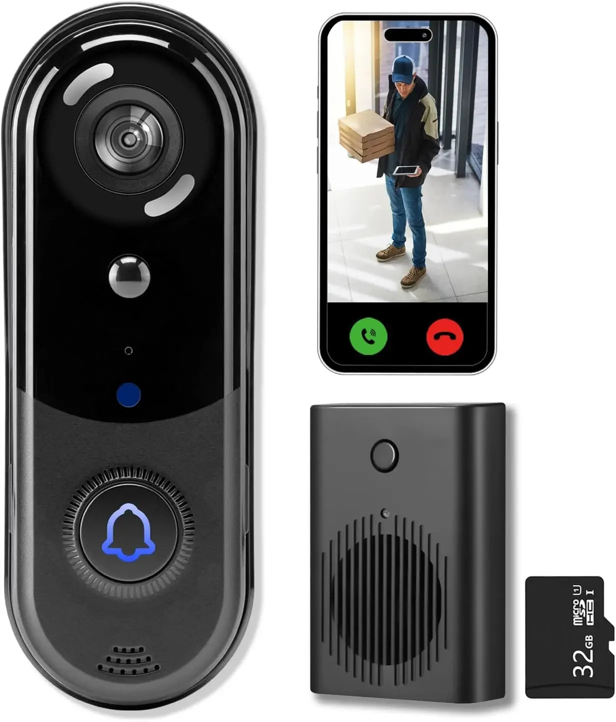 Wireless 2K Doorbell Camera with Night Vision, Motion Detection, Two-Way Audio, and Cloud Storage for Home Security Peaceful Pleasures Health and Wellness United States