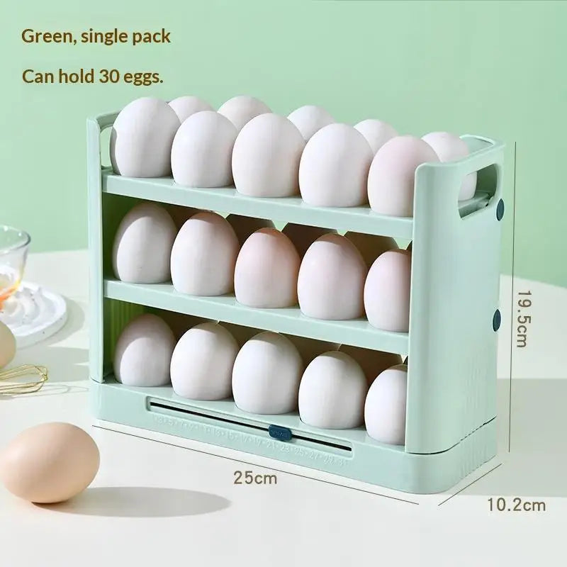3-Layer Flip Egg Storage Box – Large Capacity Fridge Tray