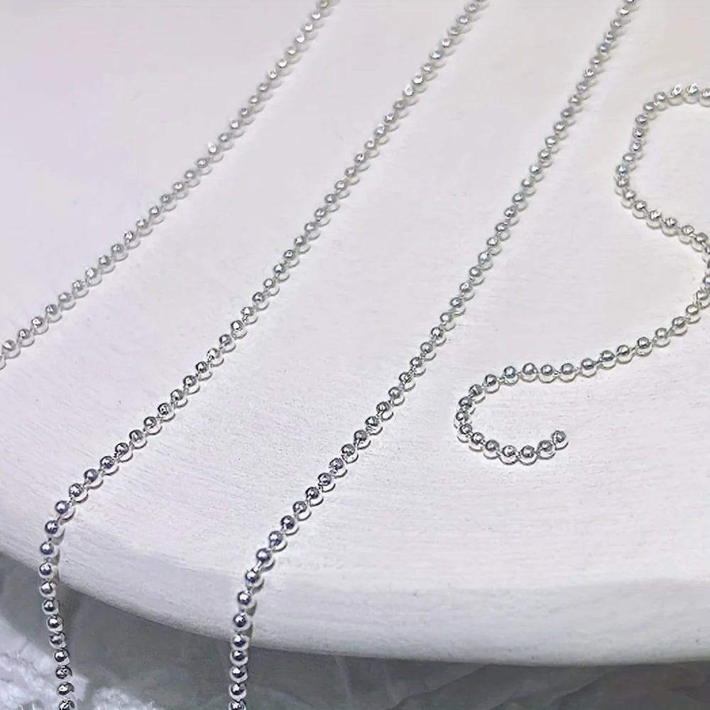 Micro Bead Chain Nail Art Decoration, Silver Gold 50cm Ball Chain for Stylish Manicures, Odorless Nail Accessory, for Hand Feet Peaceful Pleasures Health and Wellness 50CM Silver China Mainland