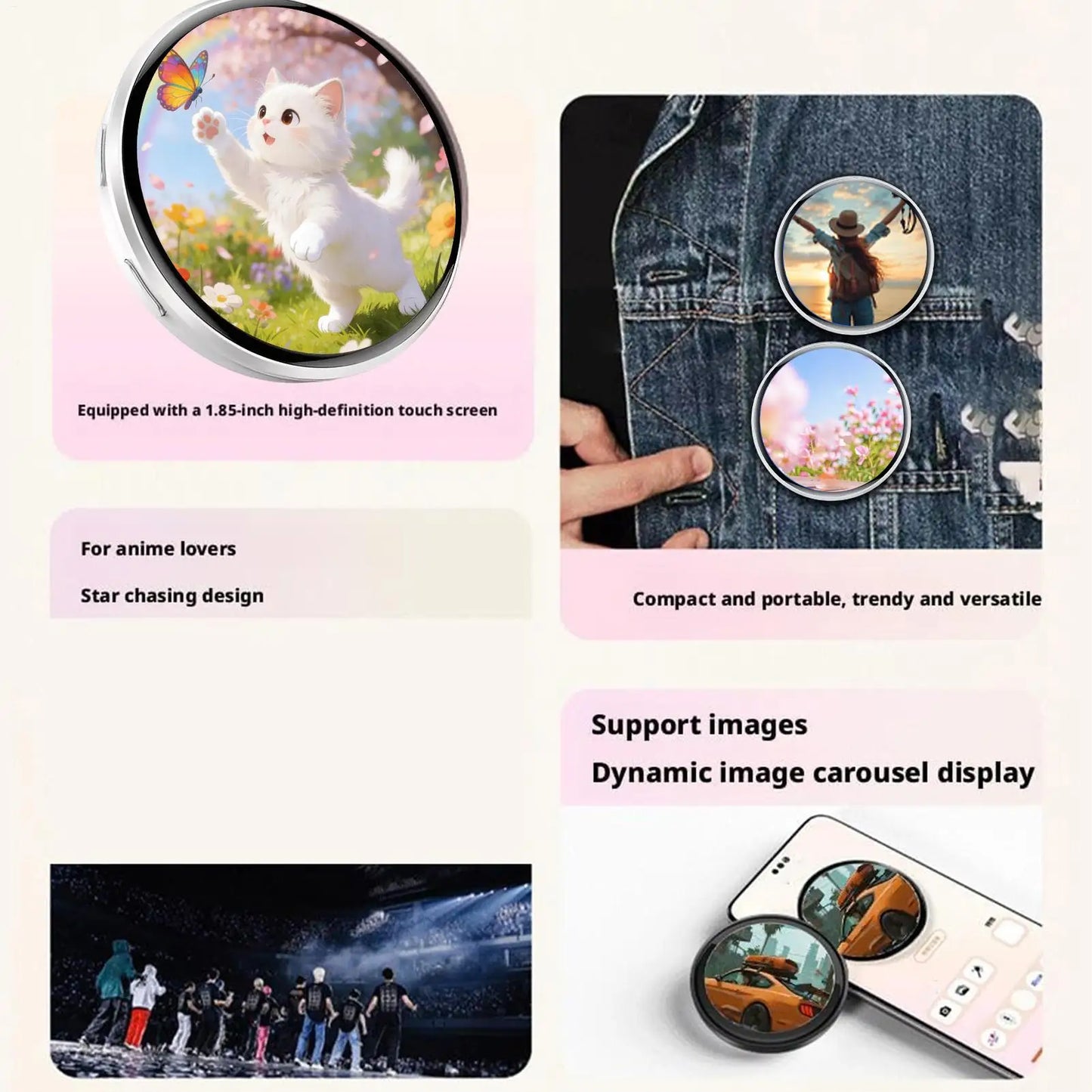 HD Touchscreen Electronic Badge – Digital Photo Display Pin