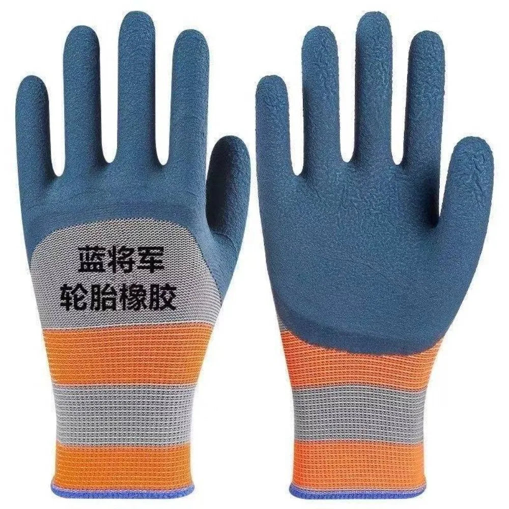 12Pair Wear-resistant Tire Rubber Glove Non-slip Breathable Work Gloves Safety Waterproof Labor Protection Gloves Garden Fishing Peaceful Pleasures Health and Wellness Blue