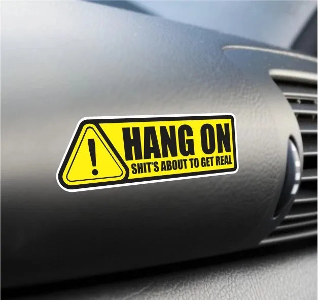 4inch wide Hang On Funny Sticker Set Vinyl Decal Dashboard Warning Sticker Car Window Decal 2PCs Peaceful Pleasures Health and Wellness