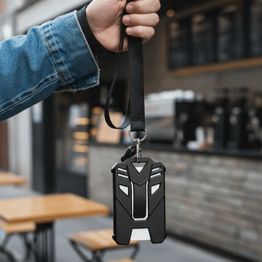 New Heavy Duty Badge Holder Adjustable Lanyard Retractable ID Card Holder Belt Clip Black Color Badge Keychain Carabiner Peaceful Pleasures Health and Wellness