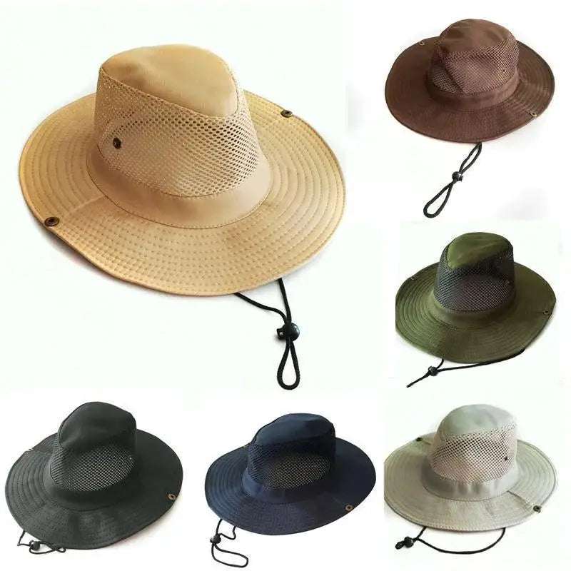 Men's Wide Brim Knight Sun Hat Monochrome Matte Outdoor Fisherman Cap