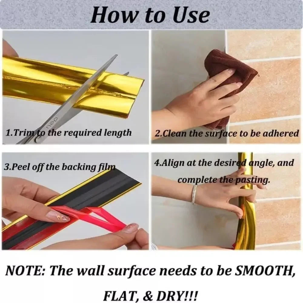 Peel & Stick Mirror Wall Trim Strips | Corner Molding Decor