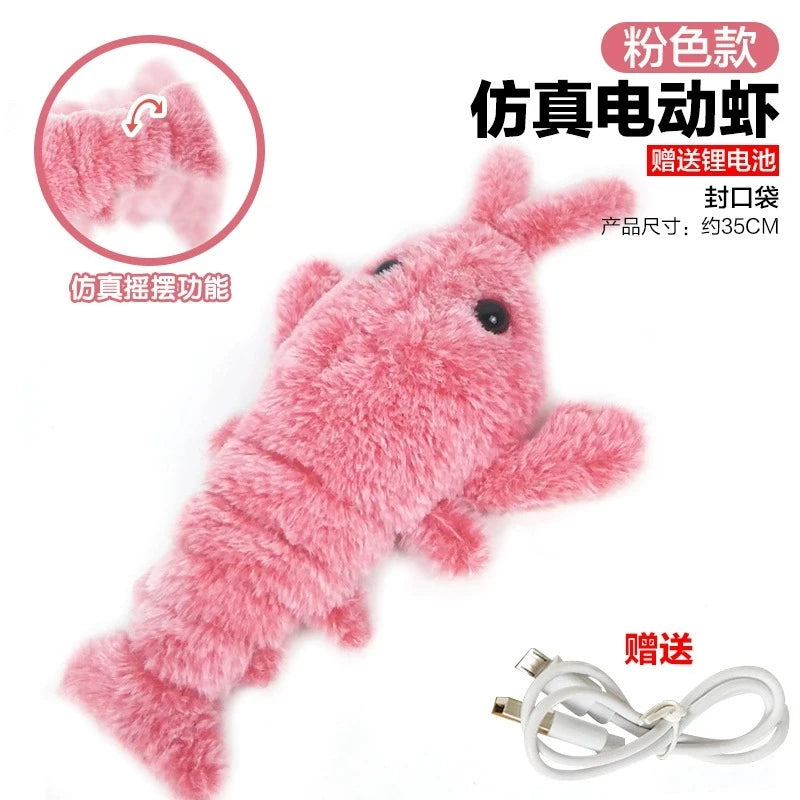 Electric Jumping Shrimp Cat Toy | USB Rechargeable Plush Pet Toy