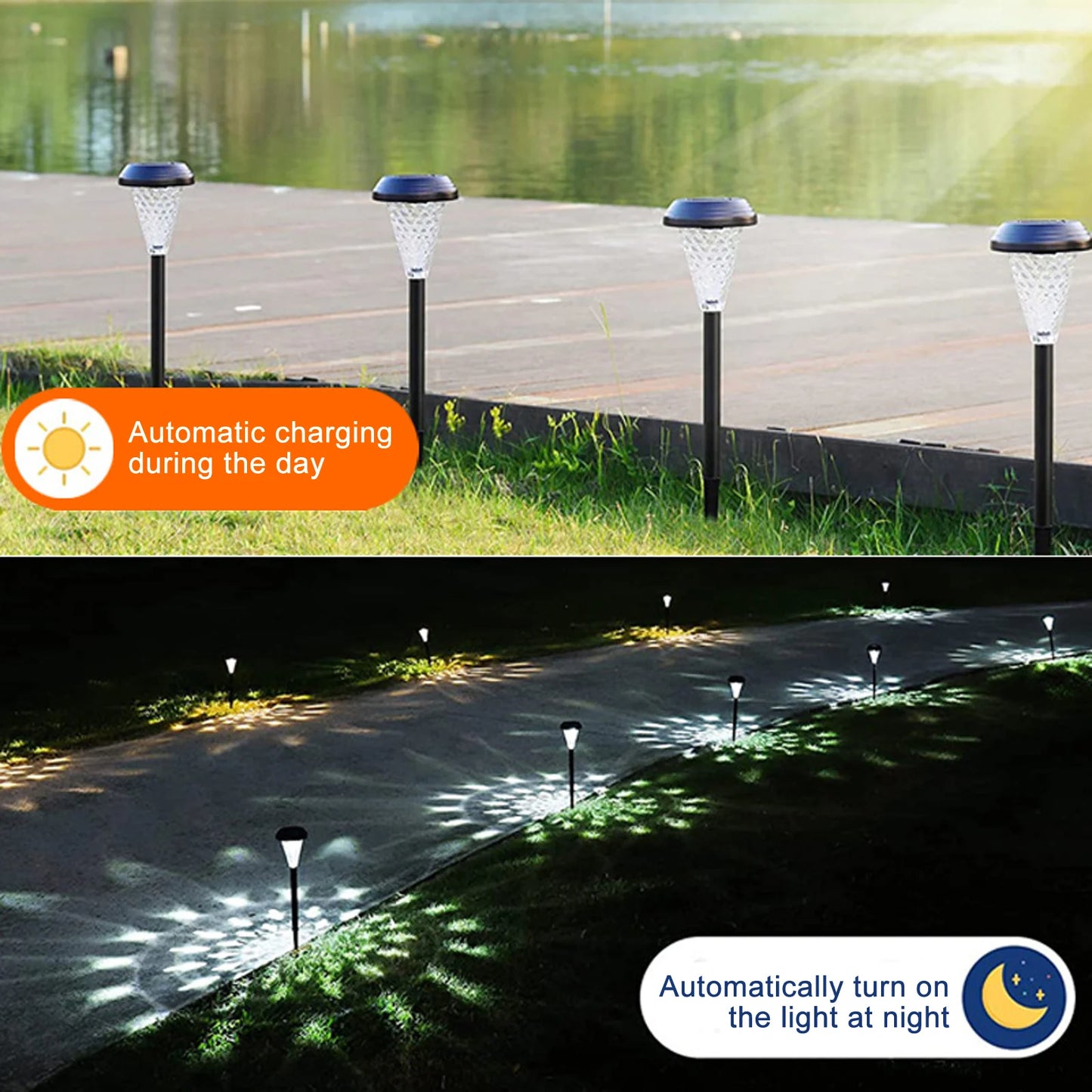 4 Packs Outdoor Lawn Lamp Solar Powered Pathway Light Landscape Decorative Garden Lights Waterproof Glass Lampshade Peaceful Pleasures Health and Wellness