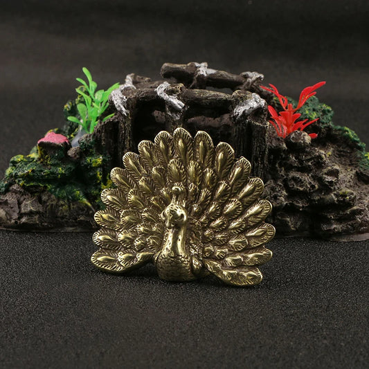 Brass Peacock Statue – Vintage Animal Figurine Home Decor Decorative Figurine Peaceful Pleasures Health and Wellness