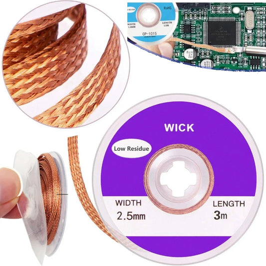 Copper Desoldering Braid Wick | Flux Solder Remover Mesh Desoldering Braid Wick Oasis Select