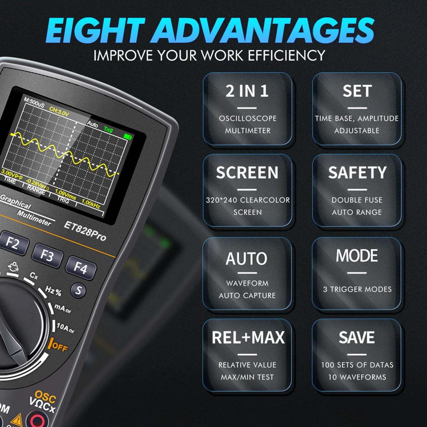 Intelligent Graphical Digital Oscilloscope 2 in1with 4 Inches Screen