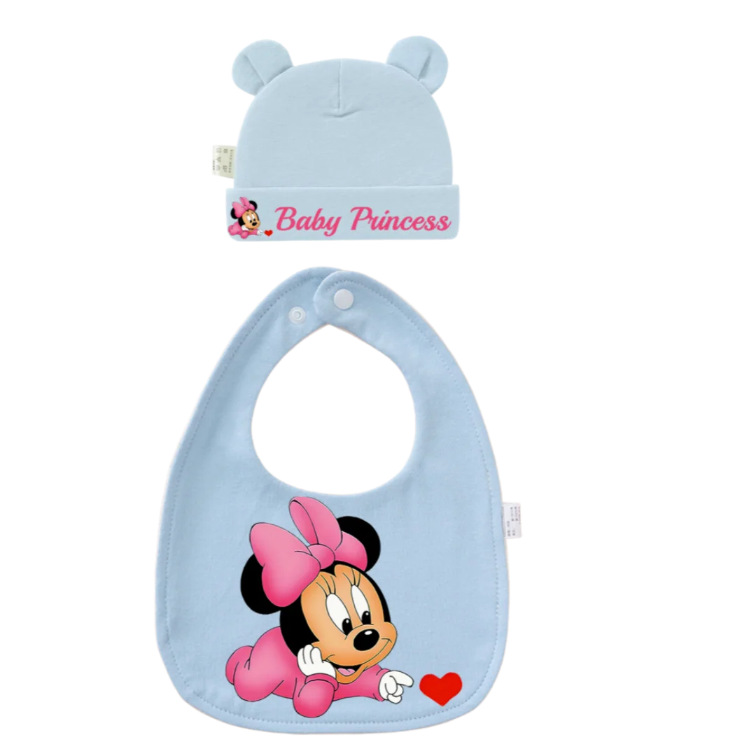 2-Piece Baby Bib & Hat Set | Soft Cotton Newborn Accessory