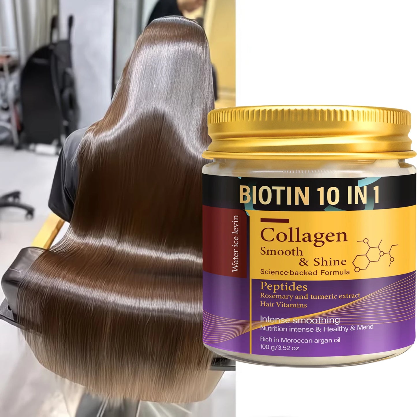 Collagen & Keratin Hair Mask | Biotin 10-in-1 Formula 100g Hair Treatment Mask Peaceful Pleasures Health and Wellness
