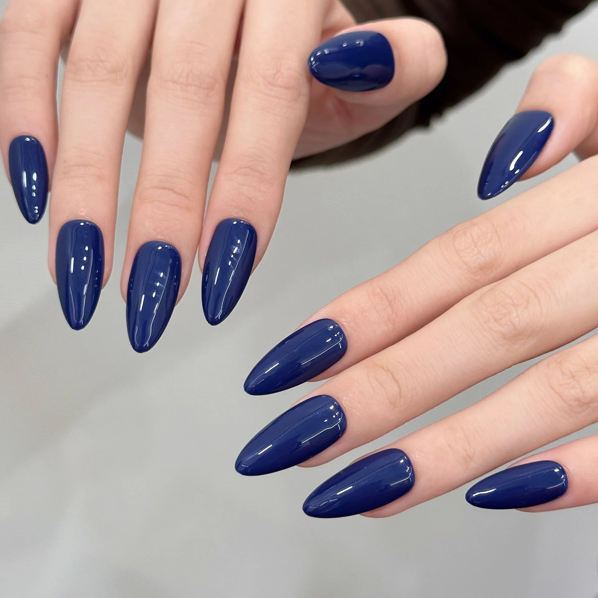 10pcs Handmade Press on Nails Simple Blue Color Fake Nails Set Full Cover Wearable Solid Color False Toe Nails Peaceful Pleasures Health and Wellness M