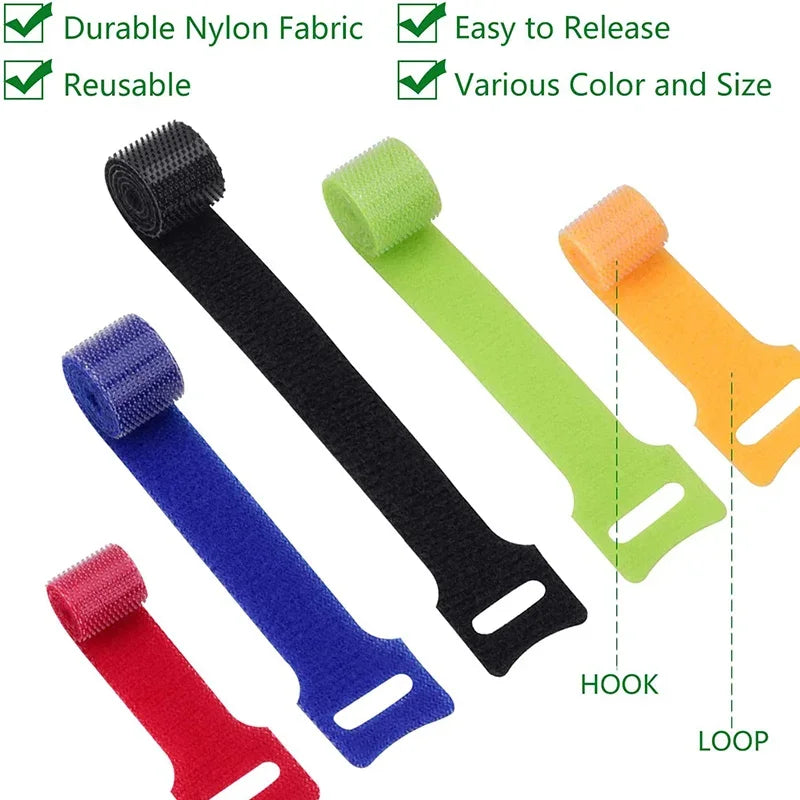 Self-Adhesive Hook & Loop Cable Ties 30pcs – Reusable Nylon Cable Tie Fastener Peaceful Pleasures Health and Wellness