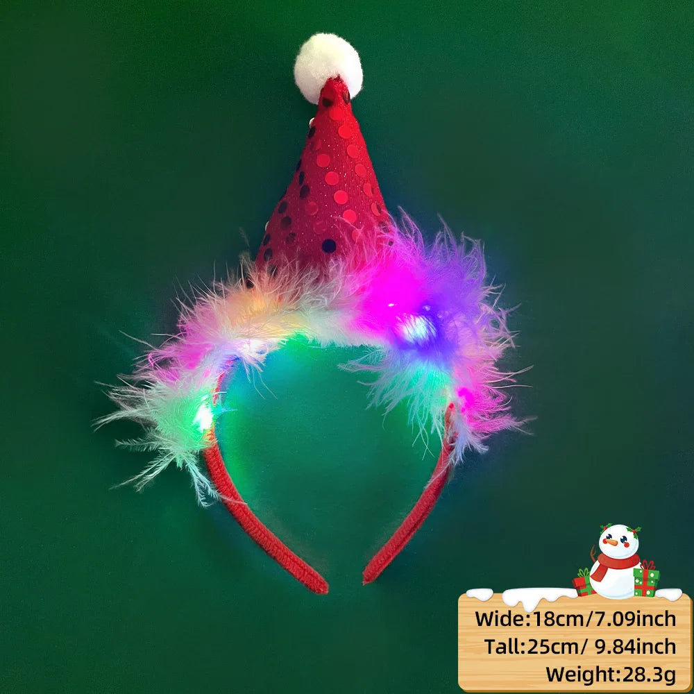 LED Christmas Feather Glow Headband – Kids Party Costume