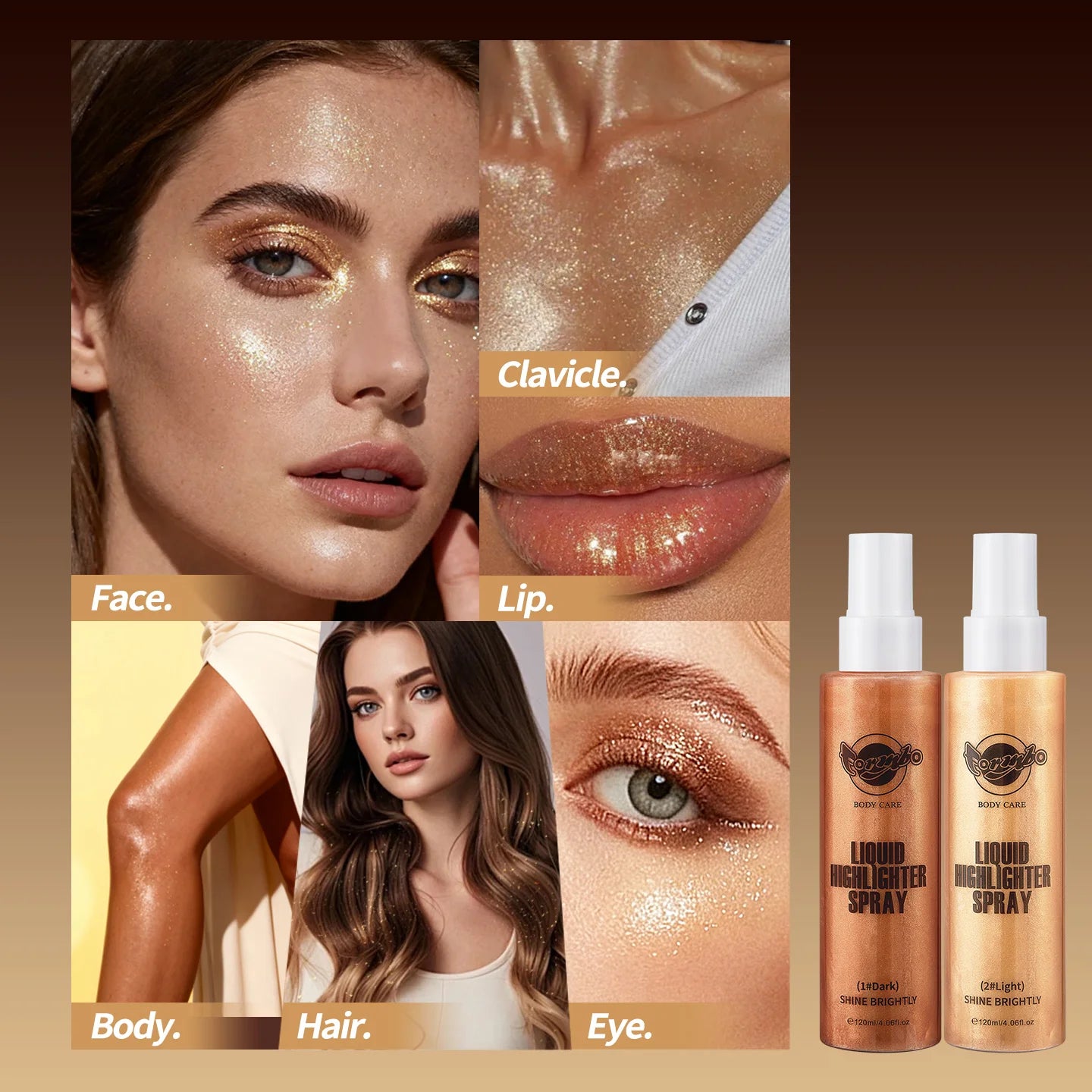 Liquid Highlighter Powder Spray for Body Shine Peaceful Pleasures Health and Wellness