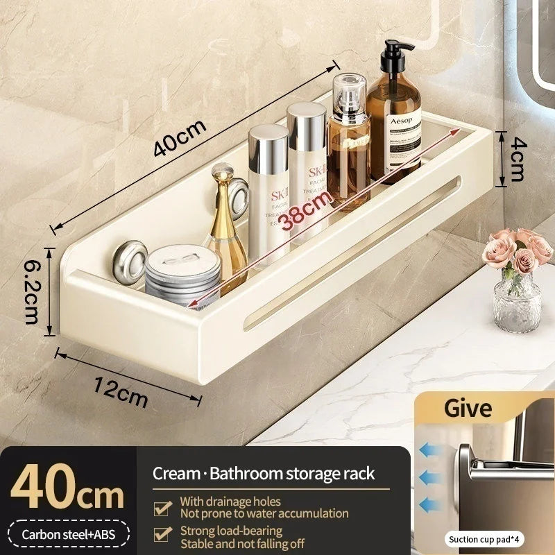 No-Drill Bathroom Wall Shelf | Suction Cup Storage Rack