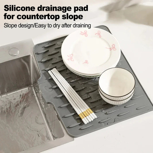 Silicone Dish Drying Mat with Water Diversion | Non-Slip Kitchen Silicone Drying Mat Oasis Select