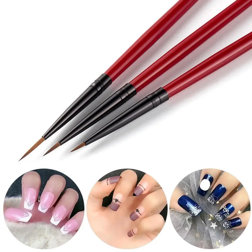 3-Piece Nail Art Liner Brush Set – Fine Striping & Detail Painting Brushes for UV Gel & Acrylic Nails Peaceful Pleasures Health and Wellness