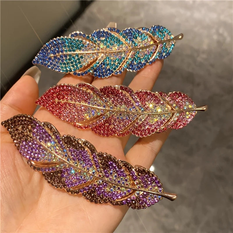 Large Shiny Rhinestone Hair Clip – Elegant Vintage Leaf Design Hair Clip Peaceful Pleasures Health and Wellness
