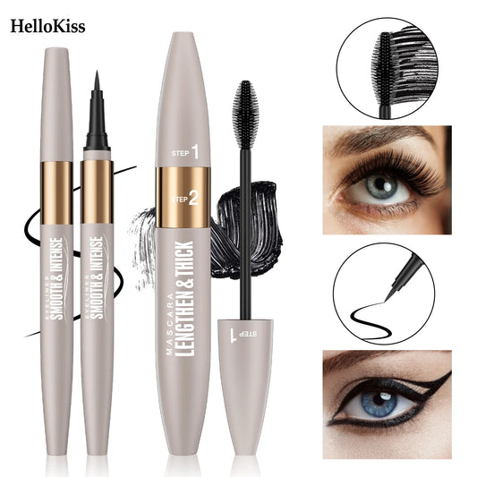Hello Kiss Waterproof Eyeliner & Mascara Combo Set Eye Makeup Set Oasis Select