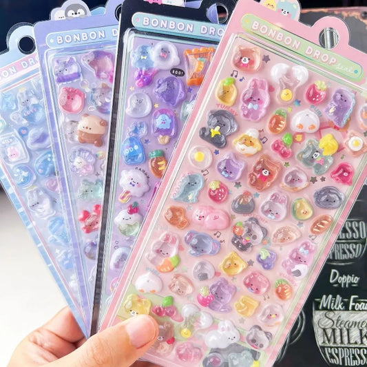 3D Kawaii Stickers – Ice Cream Fruit & Pets Scrapbook Decals Decorative Craft Stickers Peaceful Pleasures Health and Wellness
