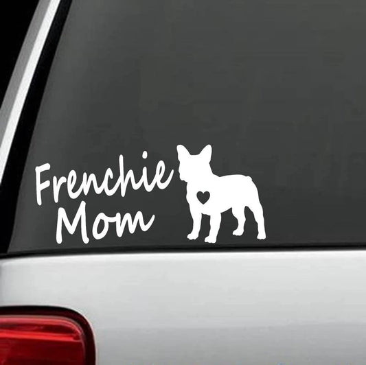 8" Frenchie Mom French Bulldog Car Decal Sticker | PVC Vinyl Car Decal Sticker Peaceful Pleasures Health and Wellness black